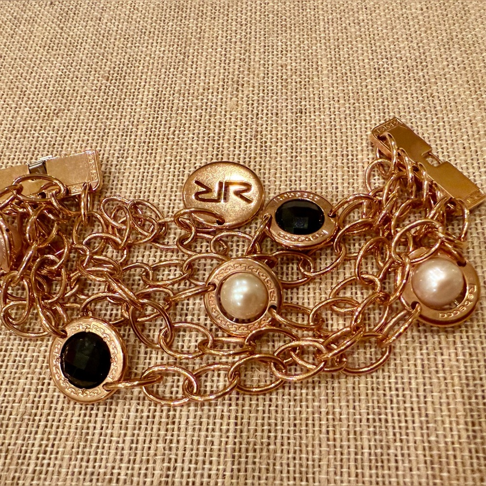 Rebecca Made in Italy rose gold and stainless bracelet with Pearls and gemstone